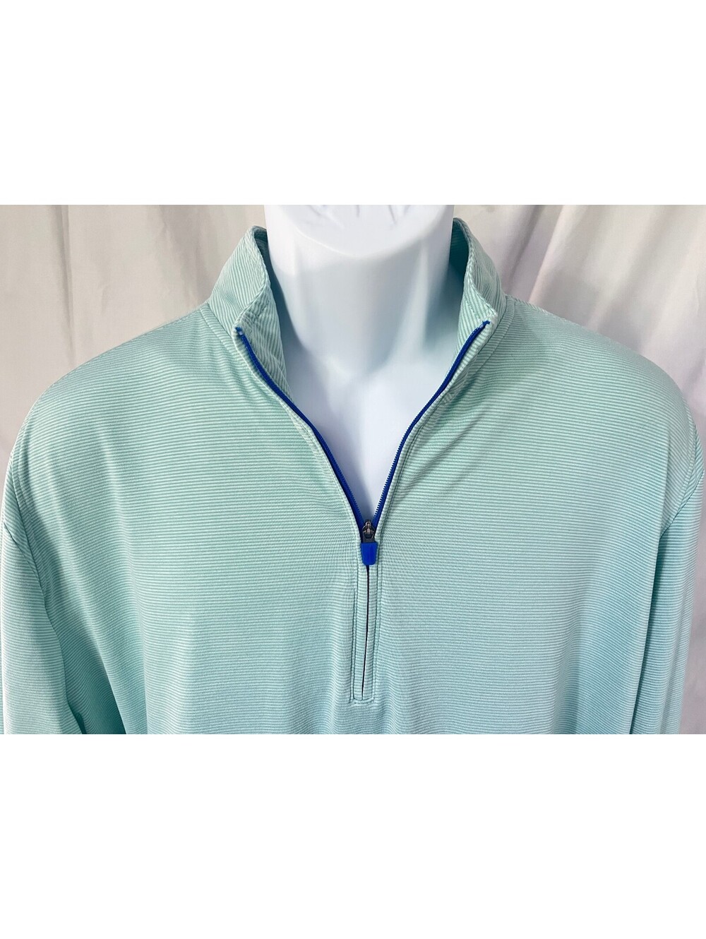johnnie-O Men's Green White Blue Performance 1/4 Zip Pullover Jacket XL